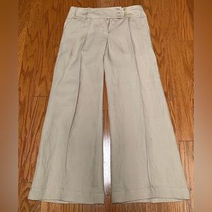 Women’s 2 BCBGMAXAZRIA Tabatha Wide Leg Beige Khaki Linen Blend Pants